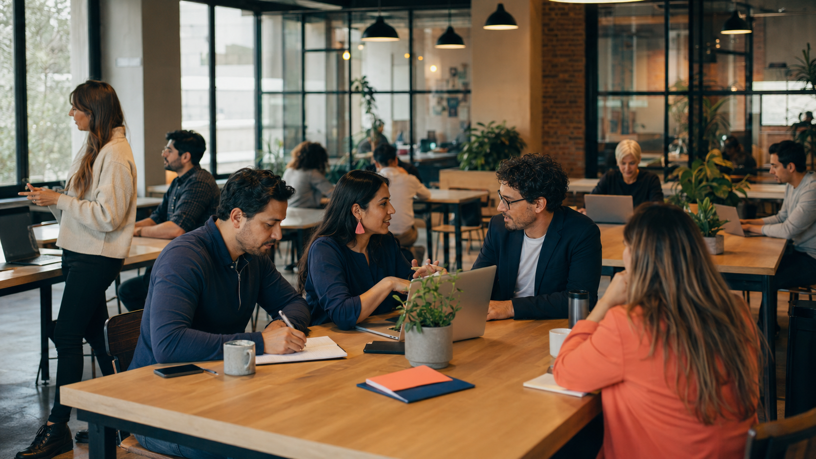 Equipo comercial trabajando en un espacio contemporáneo