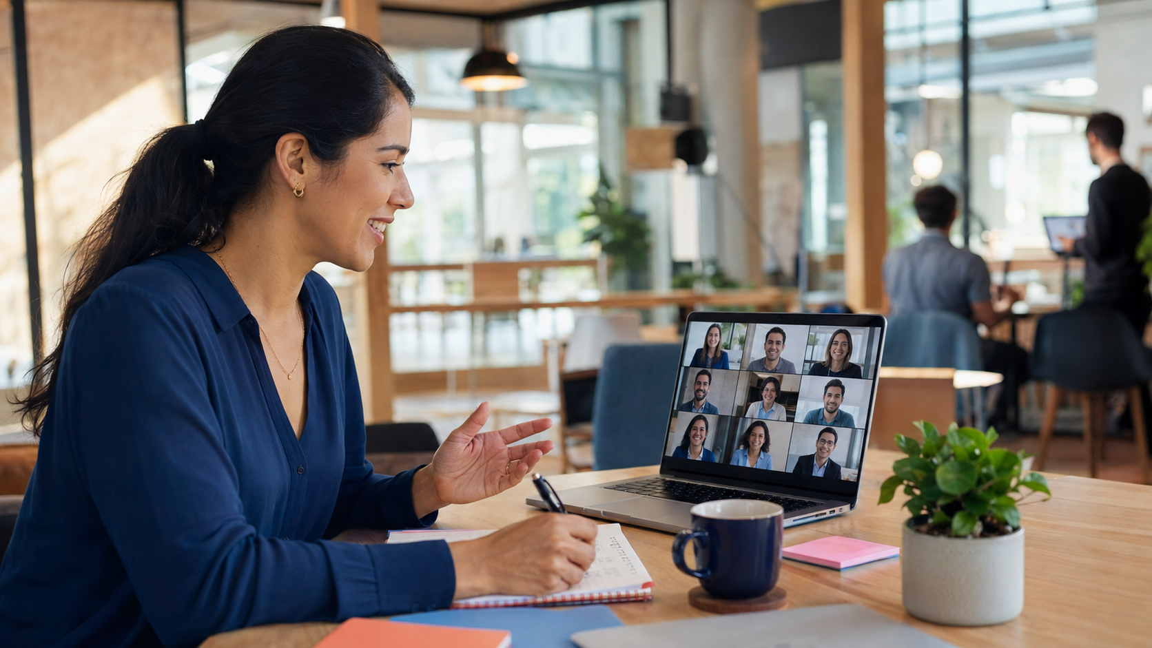 Profesionales participando en formación comercial online